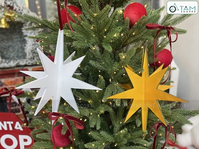 Ngôi sao gỗ 16 cạnh treo đỉnh cây thông Noel - ĐK 30cm PKT-X-07